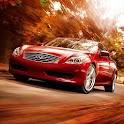 Cars in motion HD wallpapers logo