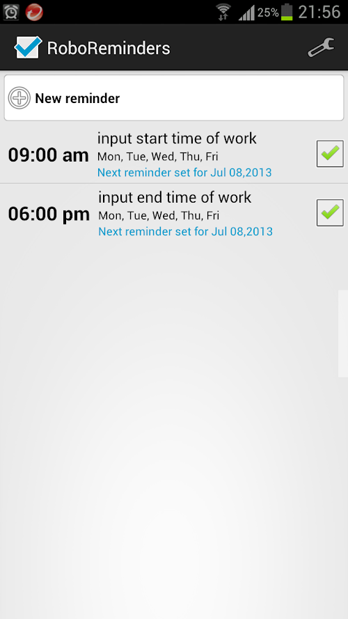 Android application RoboReminders screenshort
