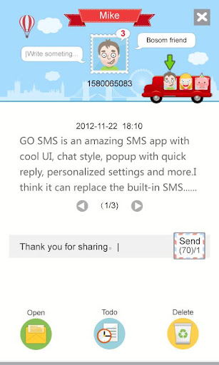 GO SMS Pro Friends Popup Thx