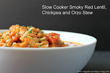 Slow Cooker Red Lentil Stew with Chickpeas and Orzo