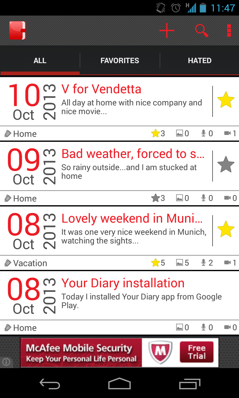 Your Diary PRO Screen 3