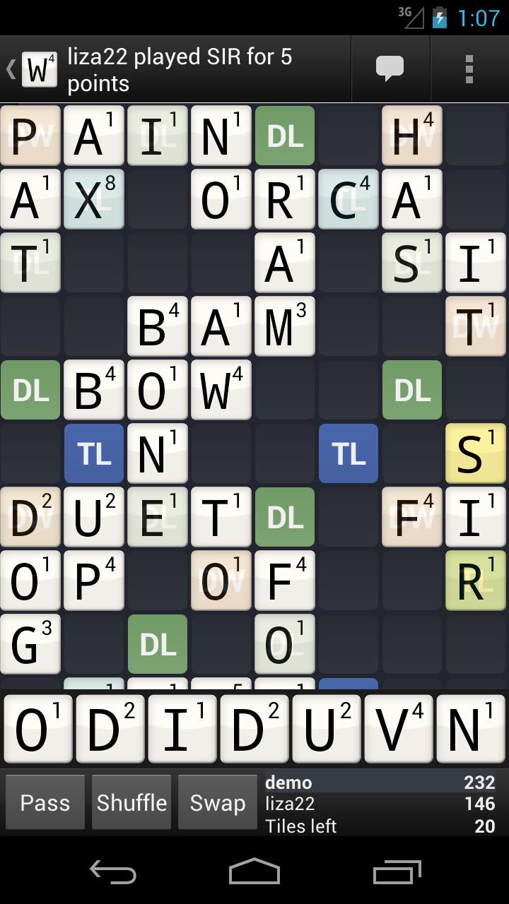 Android application Wordfeud Premium screenshort