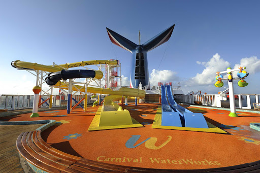 Go for a spin and get soaked on the WaterWorks waterslide aboard Carnival Fantasy. 