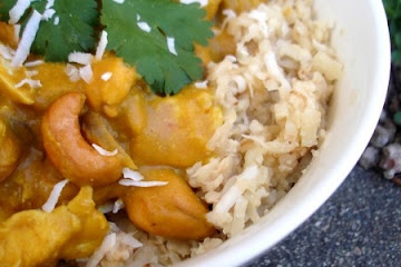 Pumpkin Cashew Coconut Curry over Coconut Rice