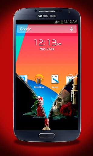 【免費個人化App】玫瑰骷髏拉鍊鎖屏-APP點子