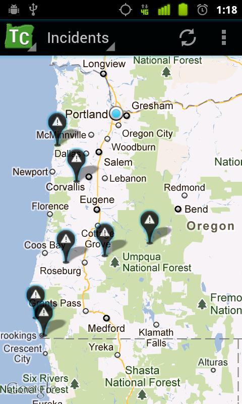 Android application Oregon Trip Checker screenshort