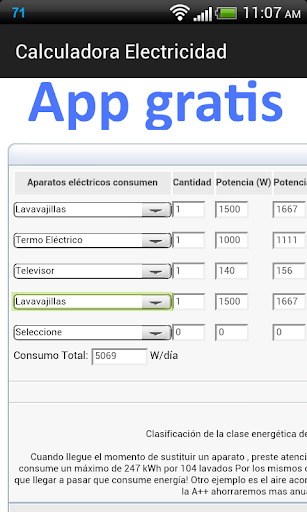 Calculadora Electricidad