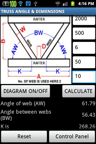 TRUSS ANGLE DIMENSIONS