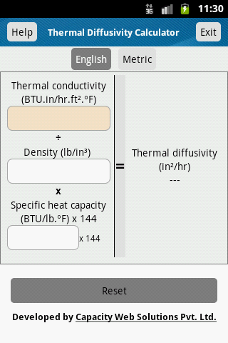 Thermal Diffusivity Calculator