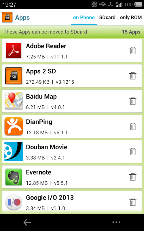Android application Apps 2 SD (Move app 2 sd) screenshort