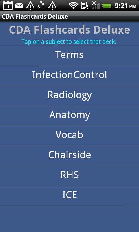 CDA Flashcards Deluxe Screen 1