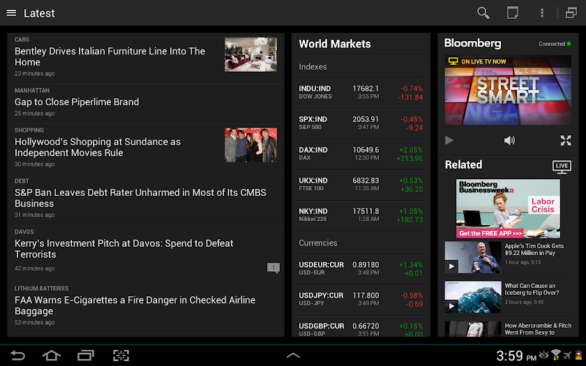 Bloomberg for Tablet Screen 2
