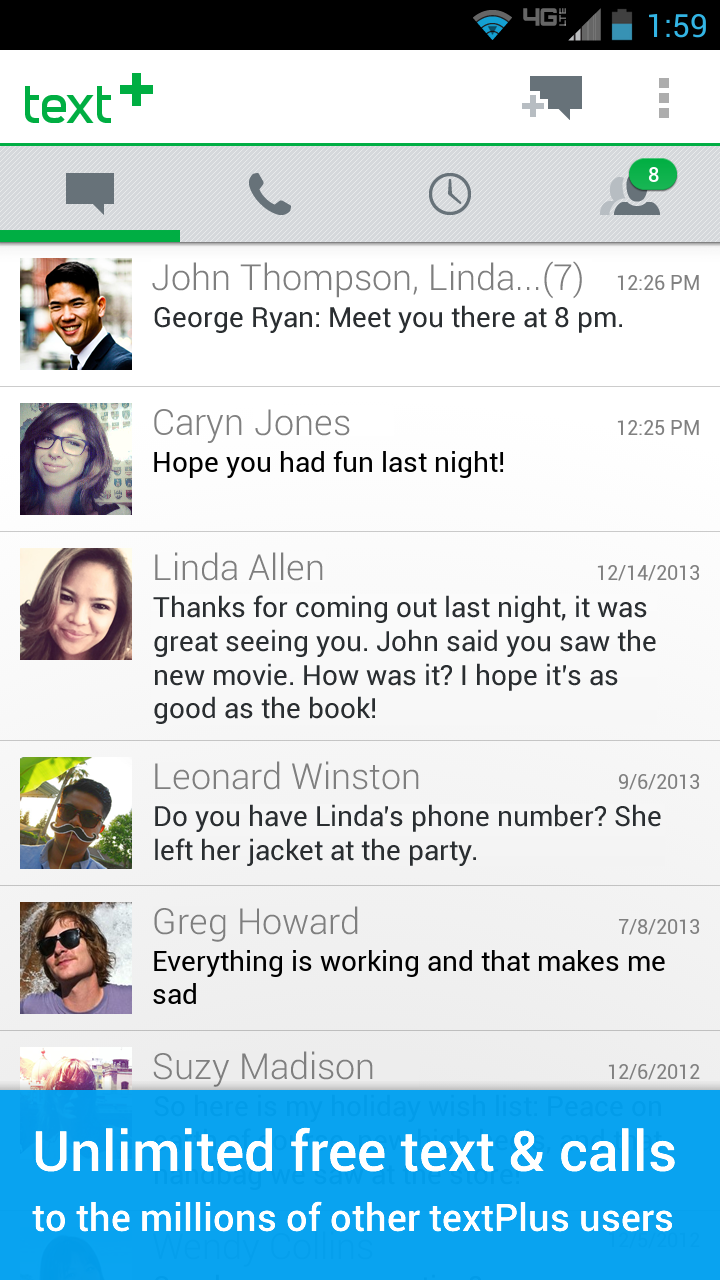 Android application textPlus Gold Free Text+Calls screenshort