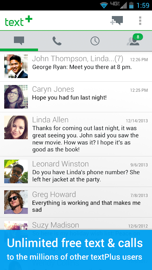 Android application textPlus Gold Free Text+Calls screenshort