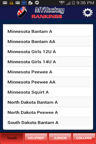 My Hockey Rankings Screen 2
