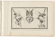 Drie figuren met hoofddeksels