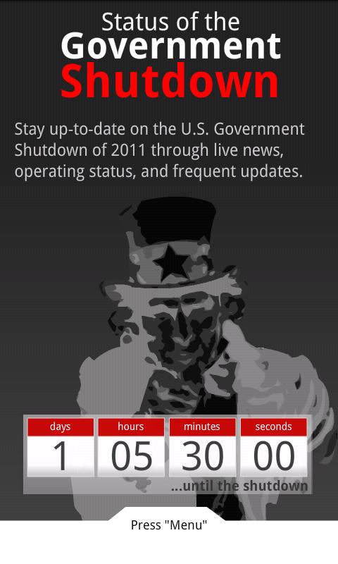 Federal Shutdown Tracker Screen 1
