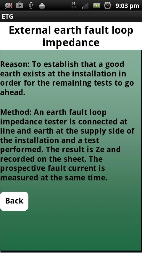 Electrical Testing Guide Screen 2