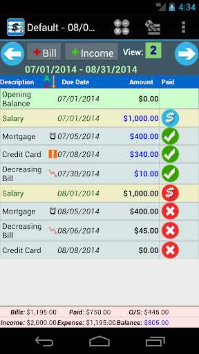 MoBill Budget and Reminder