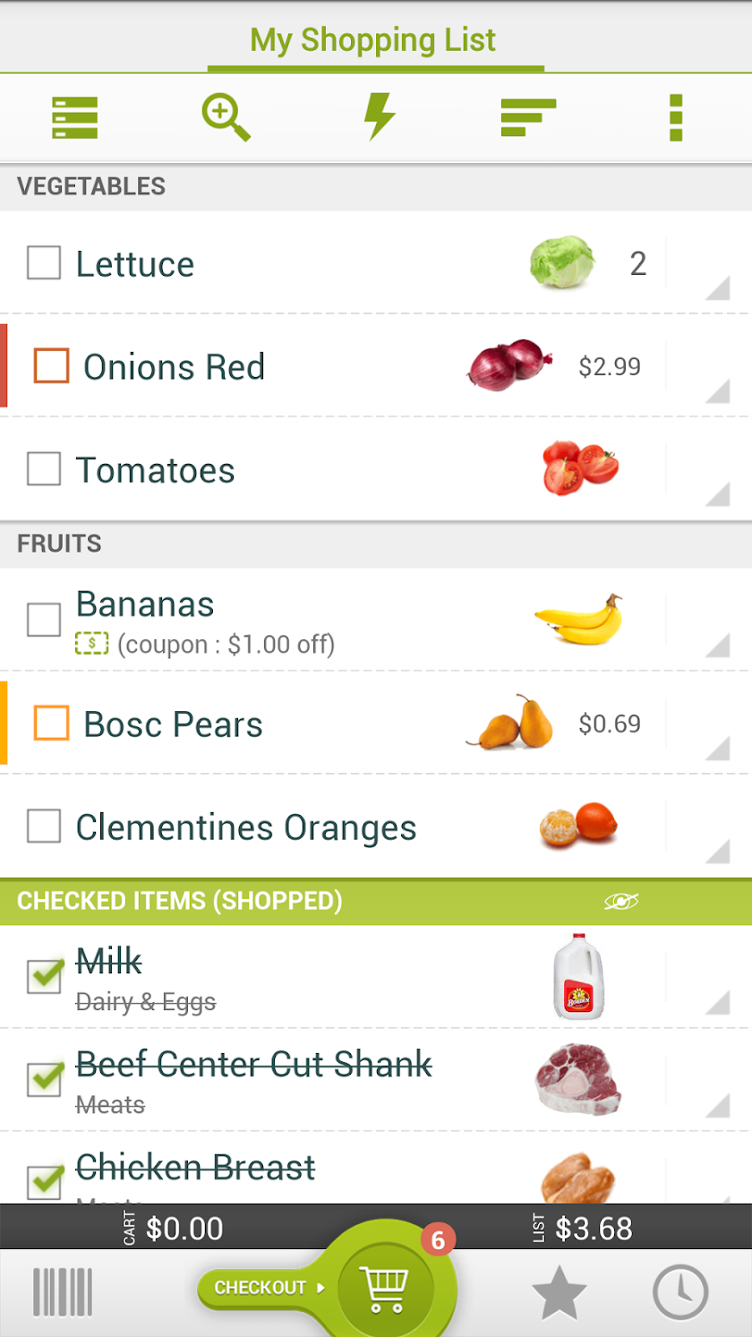 Grocery King Shopping List Screen 2