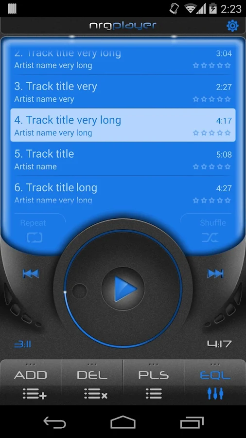 NRGplayer music player - screenshot
