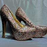 Silver glitter high heels by Michael Moore -  