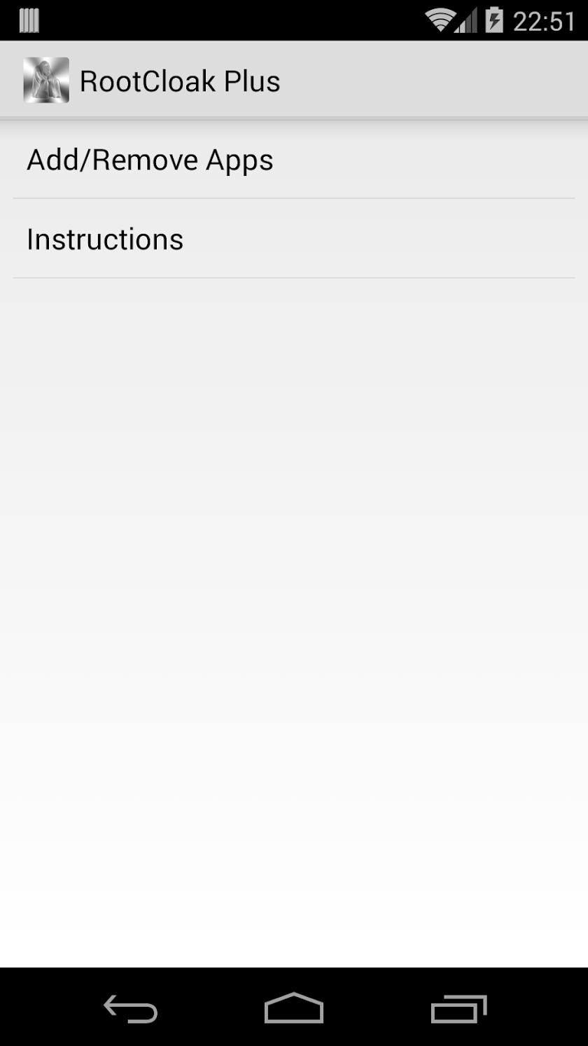 RootCloak Plus (Cydia) Screen 1