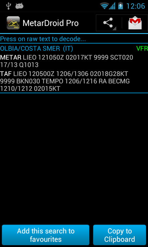 MetarDroid Pro ( Metar -Taf ) Screen 2