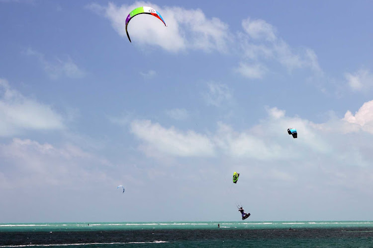 Parasailers in Crandon Park, Miami.