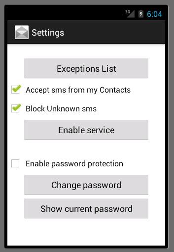 SMS Manager Screen 2