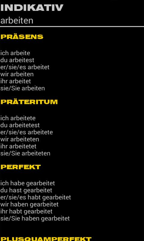 German Verbs Screen 2