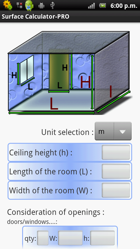 Android application Surface Calculator Pro screenshort
