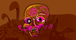 pink moustached skull 