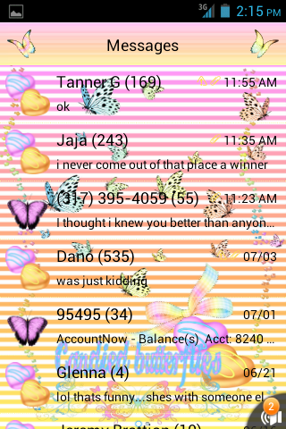 Candied Butterfly GO SMS THEME