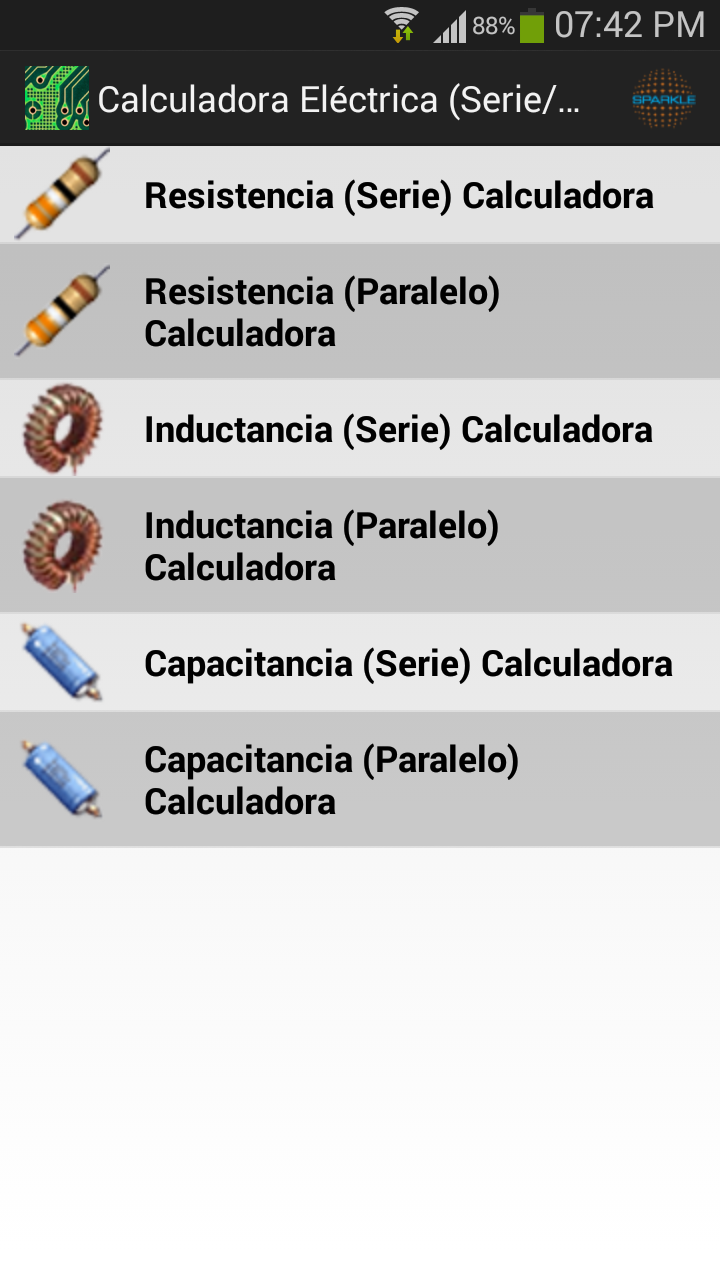 Android application Electrical Series/Parallel Pro screenshort