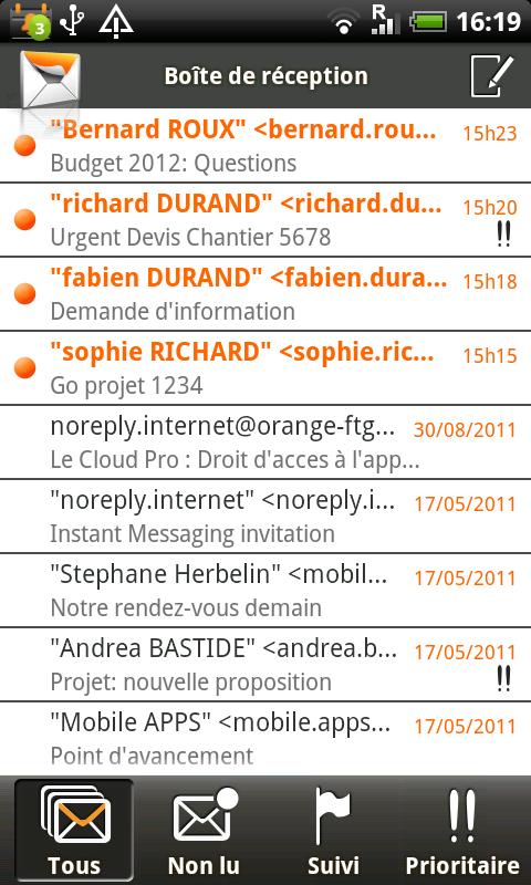 Messagerie pro Screen 2