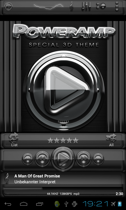 Poweramp skin Black Glas delux Screen 2