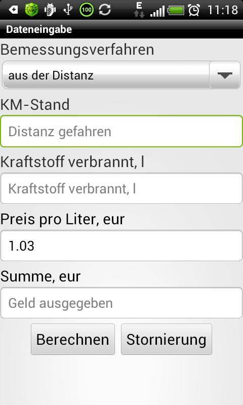 Kraftstoffverbrauch Screen 2