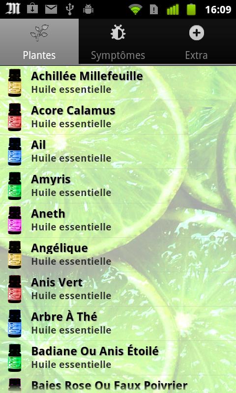 Android application AromaGuide Huiles essentielles screenshort