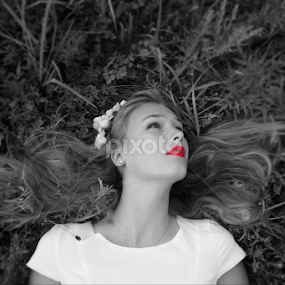 Red Lips by Mady Sieracki - People Portraits of Women