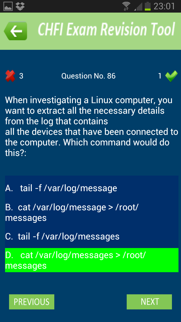 CHFI Exam Revision Tool Screen 3
