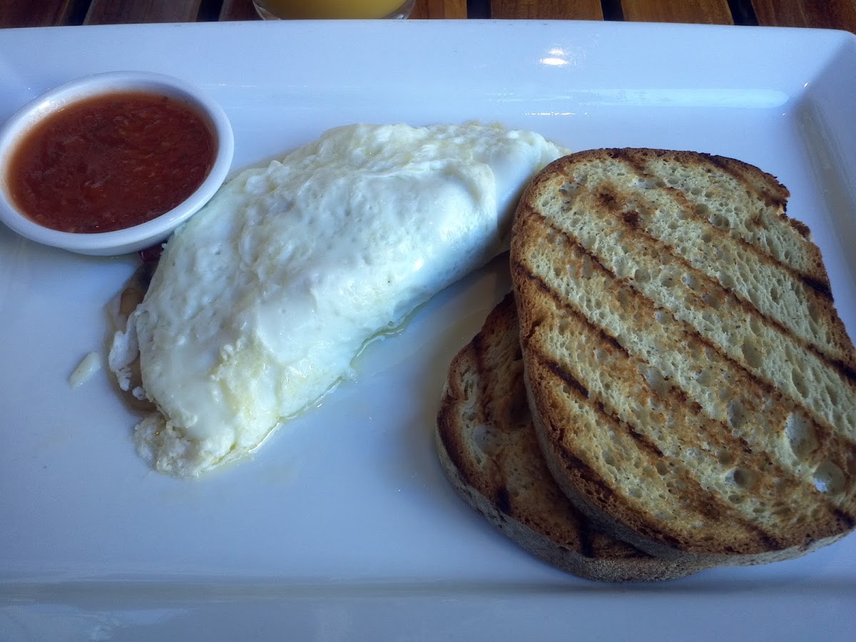 Egg white omelet and gluten free toast