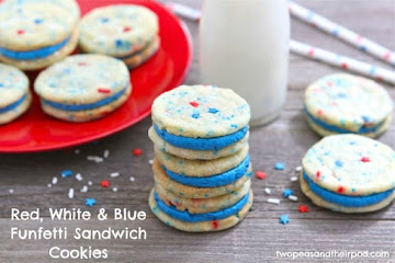 Red, White & Blue Funfetti Sandwich Cookies