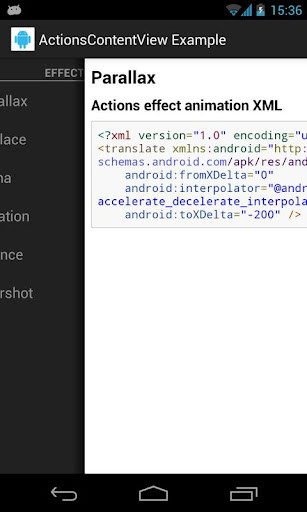 Example application looks on tablet