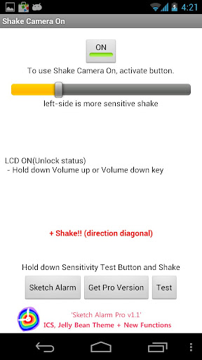 Shake Camera On -Volume +Shake