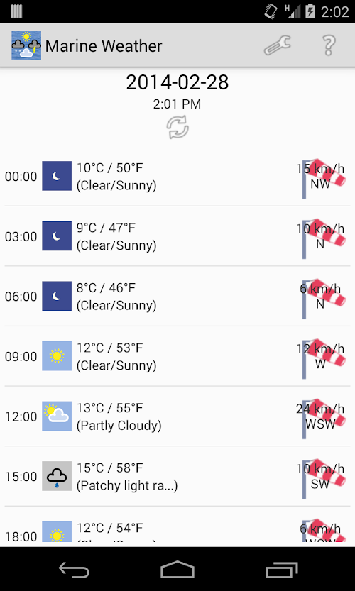 Android application WorldWide Marine Weather screenshort