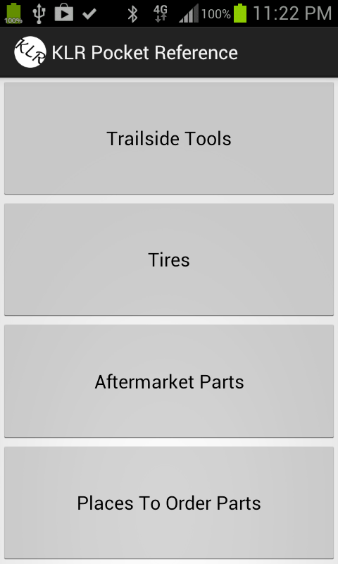 KLR Pocket Reference Screen 1