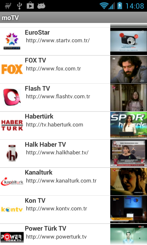 Android application moTV screenshort