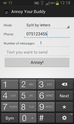 Annoy Your Buddy: SMS sender