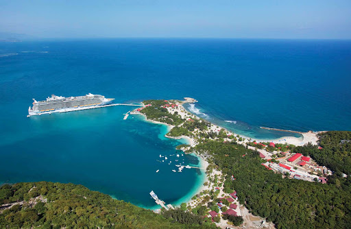Oasis of the Seas docked at Labadee, Haiti, Royal Caribbean's 260-acre private beach playground on Haiti's north coast. 